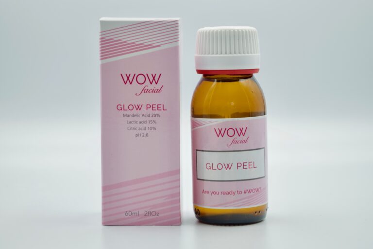 WOW Peel bottle next to a pink box